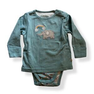 Frugi organic rainbows & elephants layered onesie